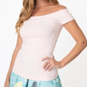 🎀🆕 Barbie Stitch Shoppe x Loungefly pink off the shoulder top L